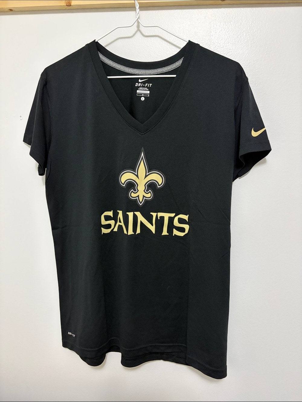 Nike Black & Gold Saints V-Neck Tee